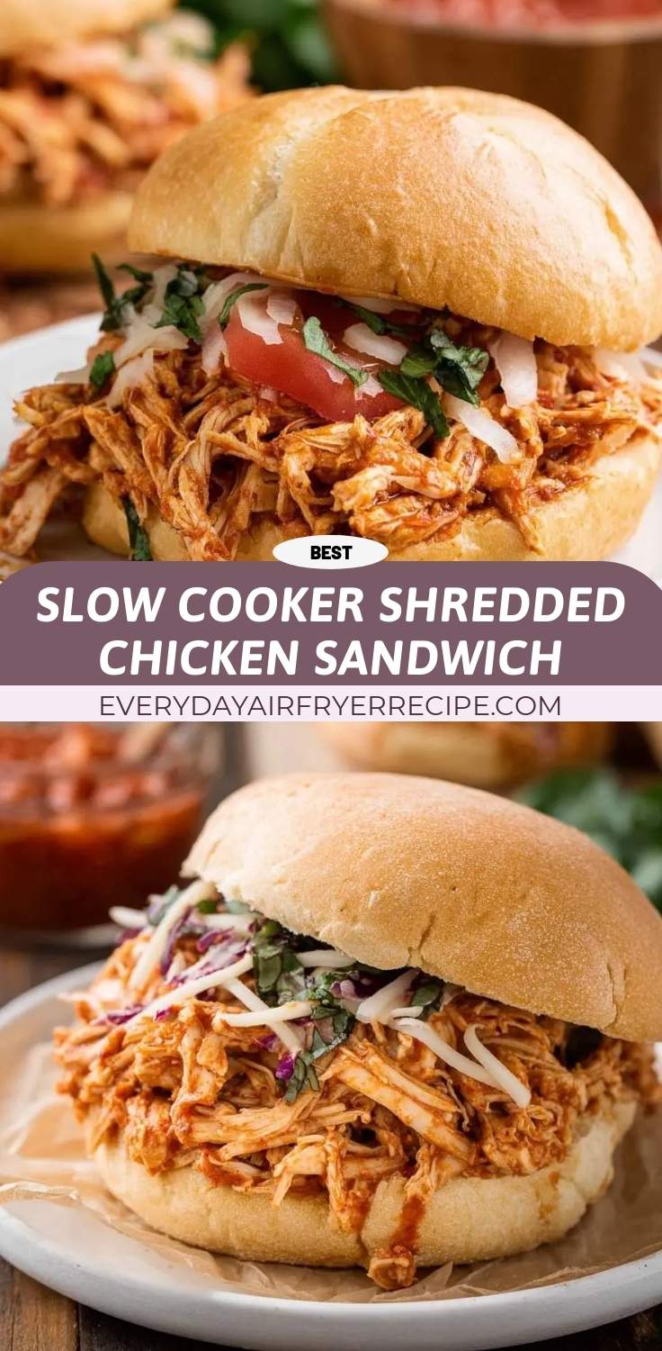slow cooker shredded chicken sandwich pinterest