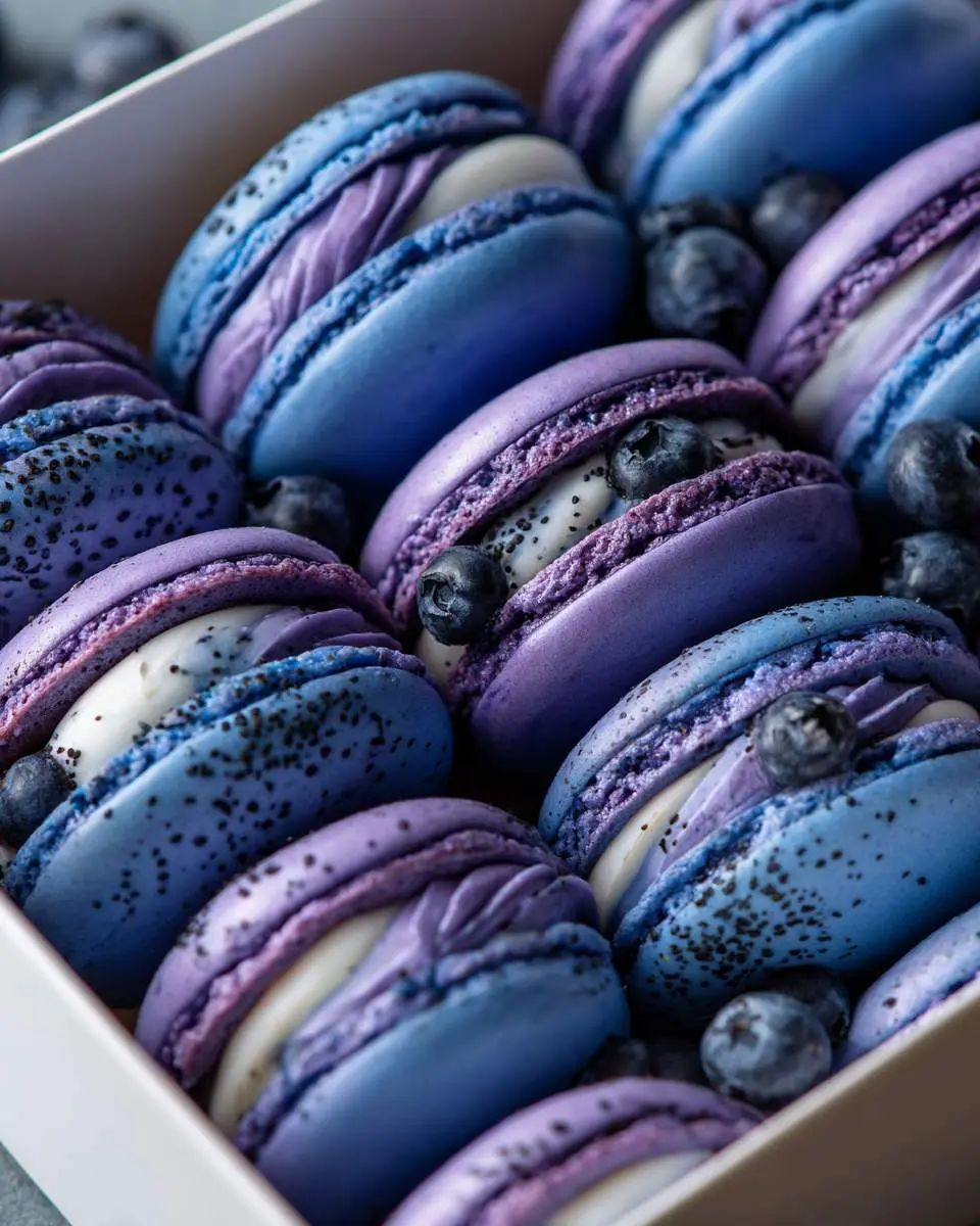 blueberry lemonade macarons
