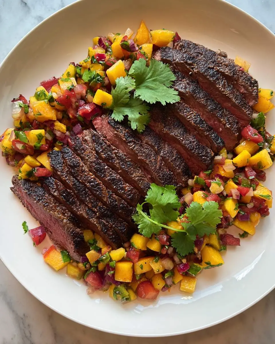 grilled skirt steak with peach salsa