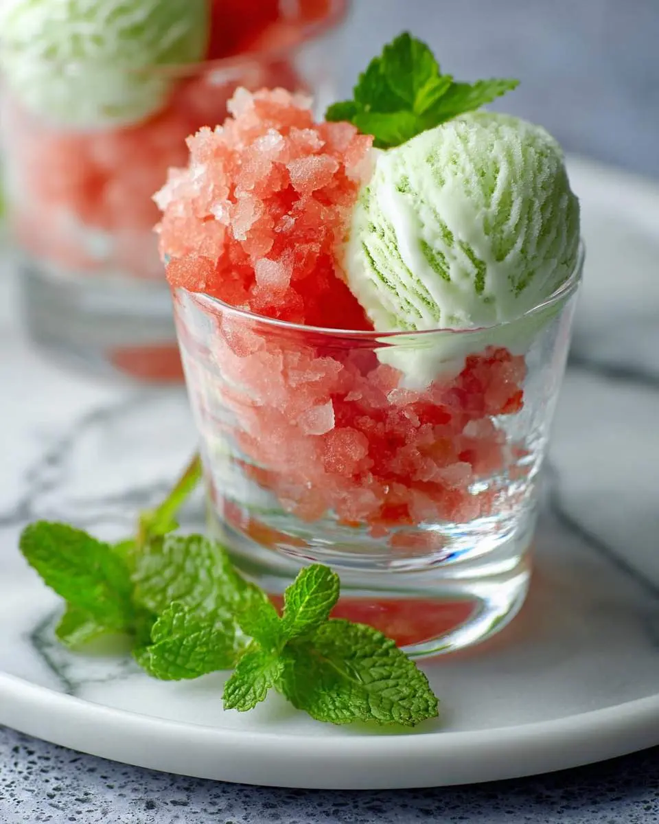 Mint Ice Cream with Watermelon Granita 25 mint ice cream with watermelon granita