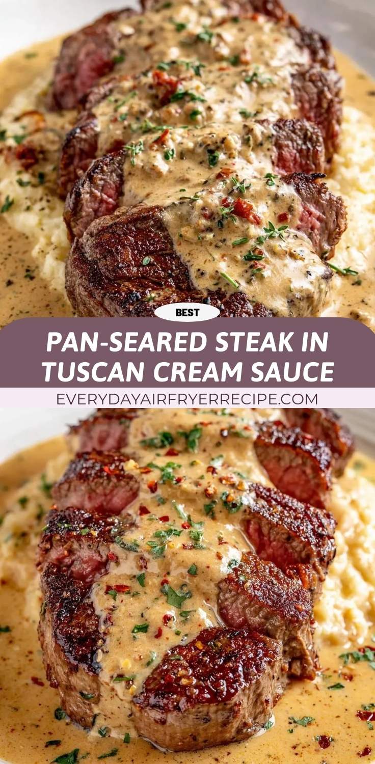 pan seared steak in tuscan cream sauce pinterest