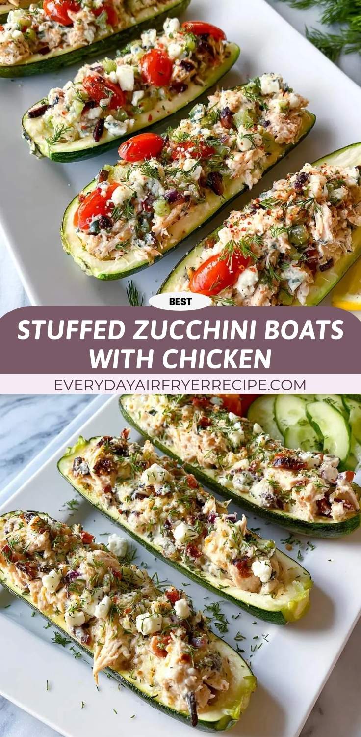 stuffed zucchini boats with chicken pinterest