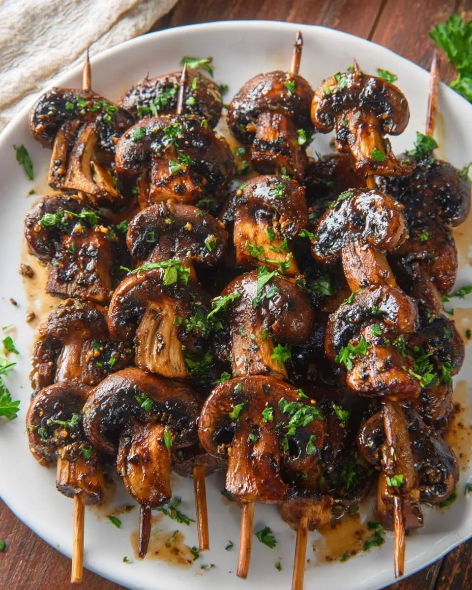 Balsamic Garlic Mushroom Skewers 25 Balsamic Garlic Mushroom Skewers ingredients and preparation