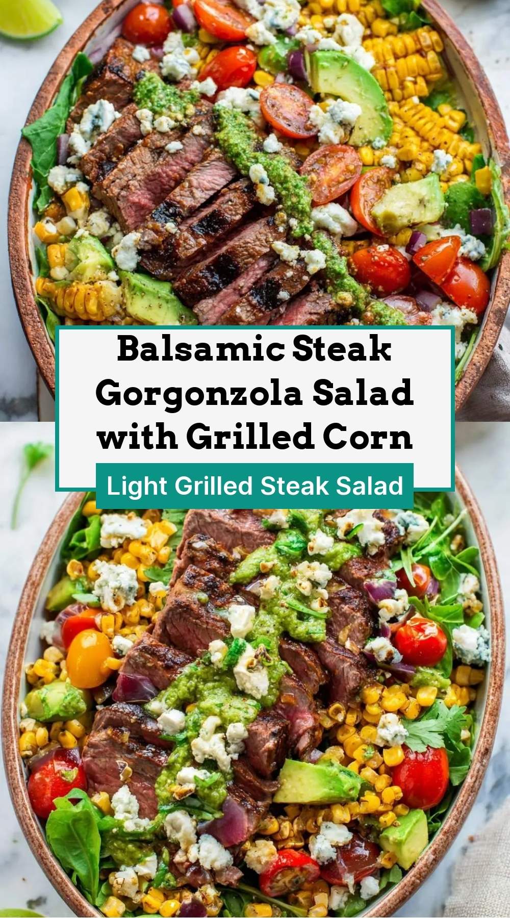 Balsamic Steak Gorgonzola Salad with Grilled Corn 27 finished dish ready to serve