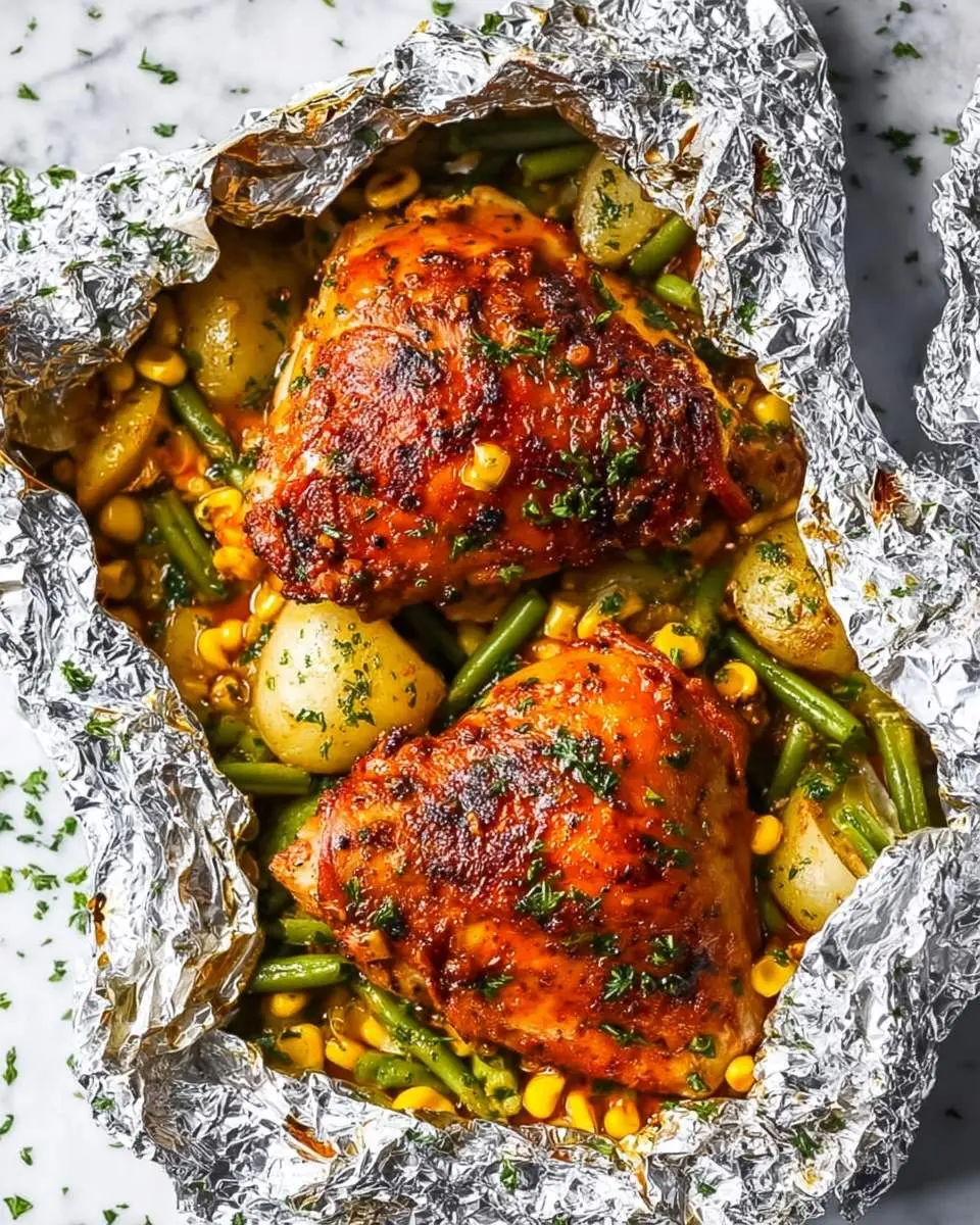 BBQ chicken foil packets ingredients and preparation