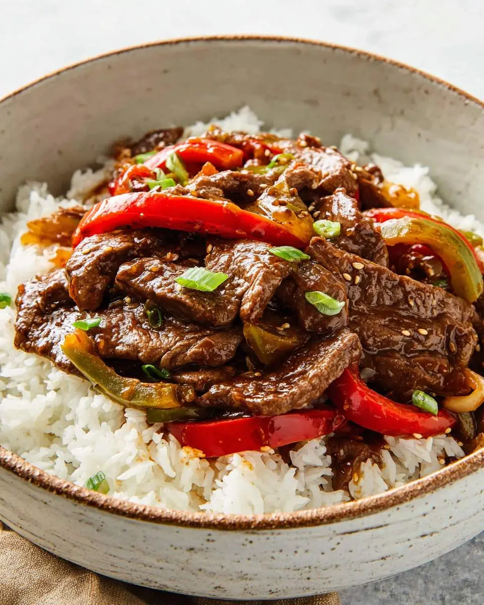 beef and pepper rice bowl ingredients and preparation
