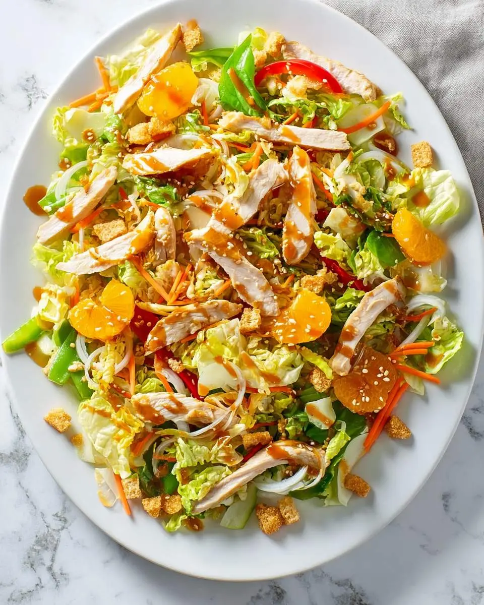 tossed salad with sesame dressing and crispy toppings