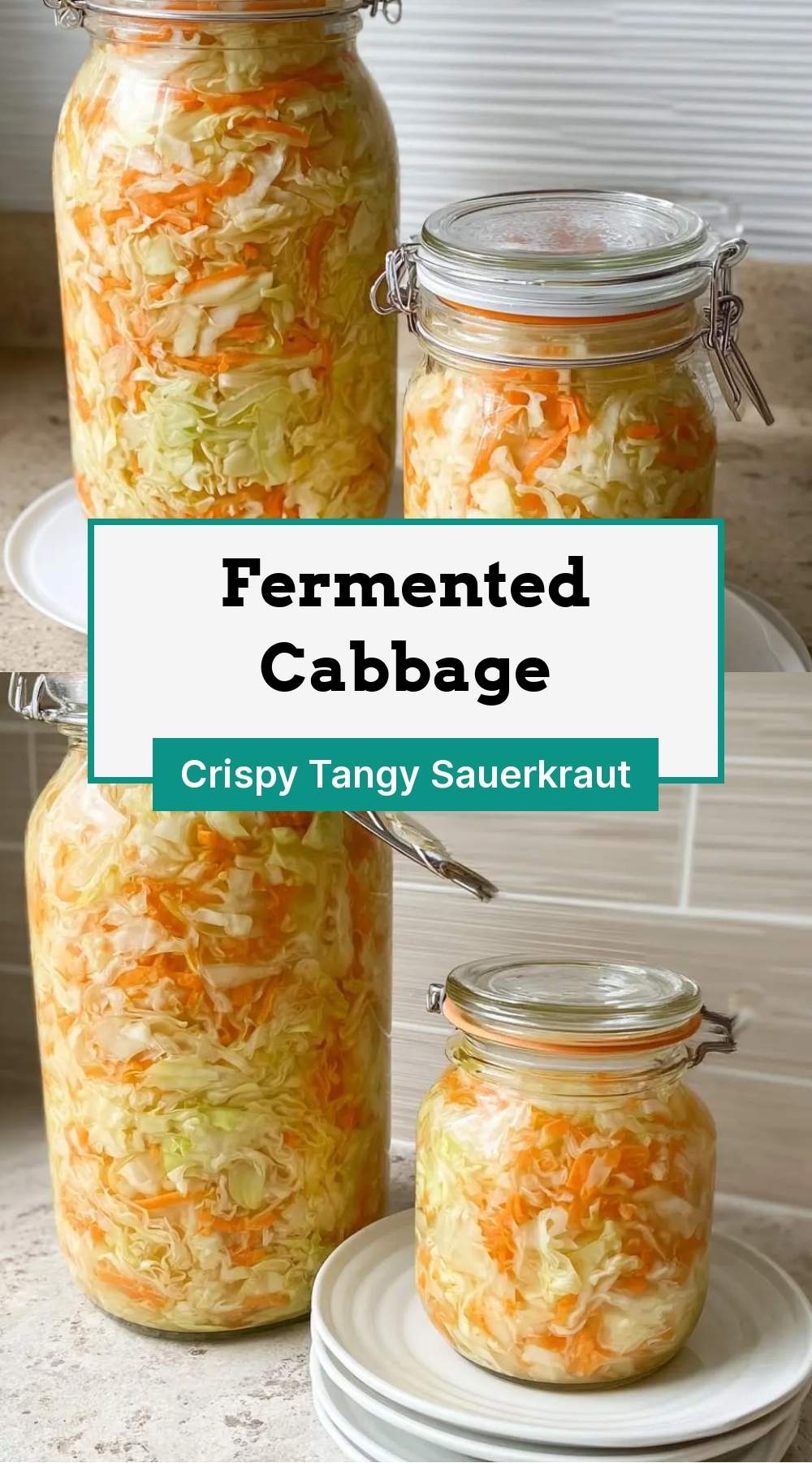 finished fermented cabbage served in ceramic bowl with wooden spoon
