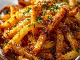A basket of crispy Louisiana Voodoo Fries topped with Cajun seasoning, parmesan cheese, and fresh parsley.