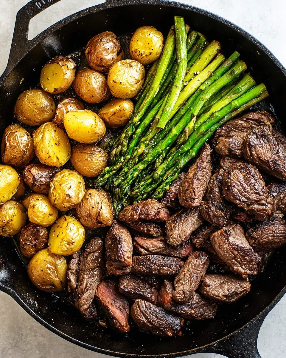 skillet steak with asparagus and potatoes ingredients and preparation