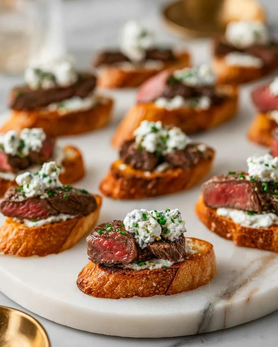 steak crostini with Boursin cheese ingredients and preparation