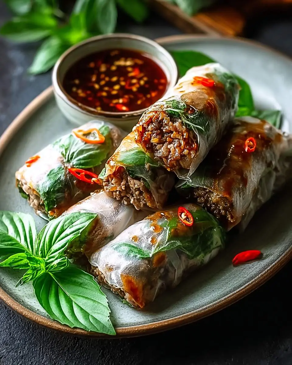 Thai Basil Beef Rolls ingredients and preparation