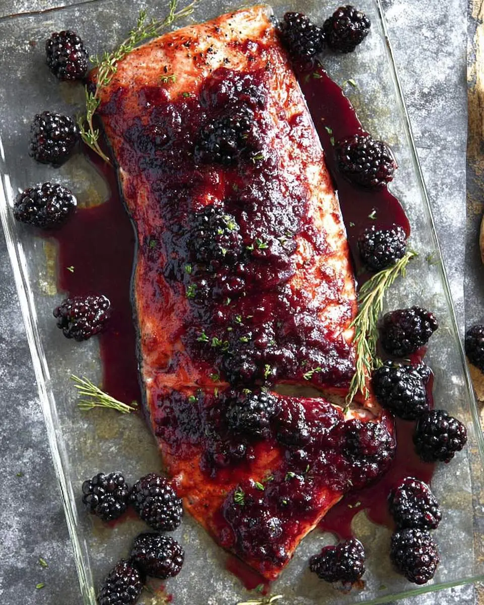 Baked Salmon with Blackberry Barbecue Sauce ingredients and preparation
