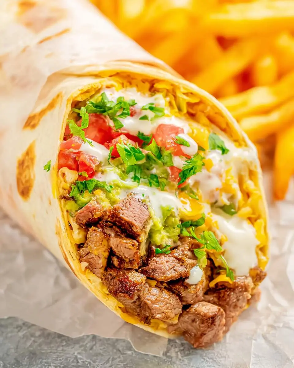 California burrito recipe ingredients and preparation with carne asada and french fries