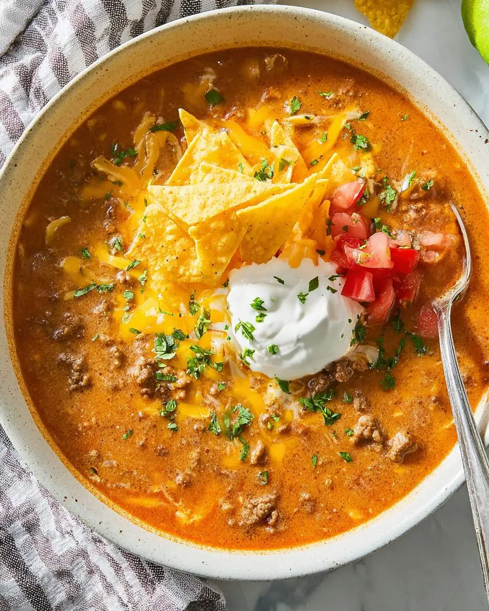 Cheesy Beef Enchilada Soup ingredients and preparation
