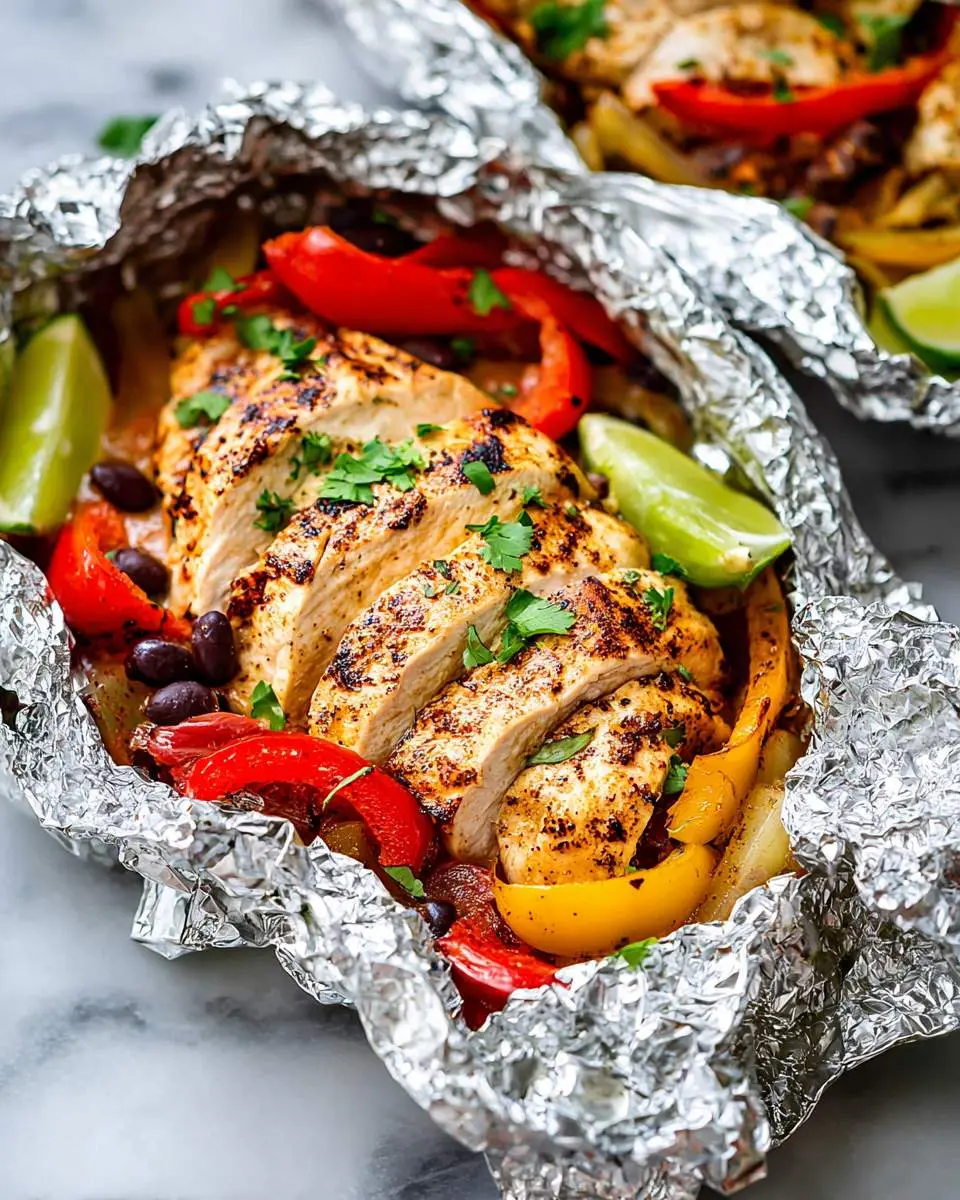 Chicken fajita foil packets ingredients and preparation