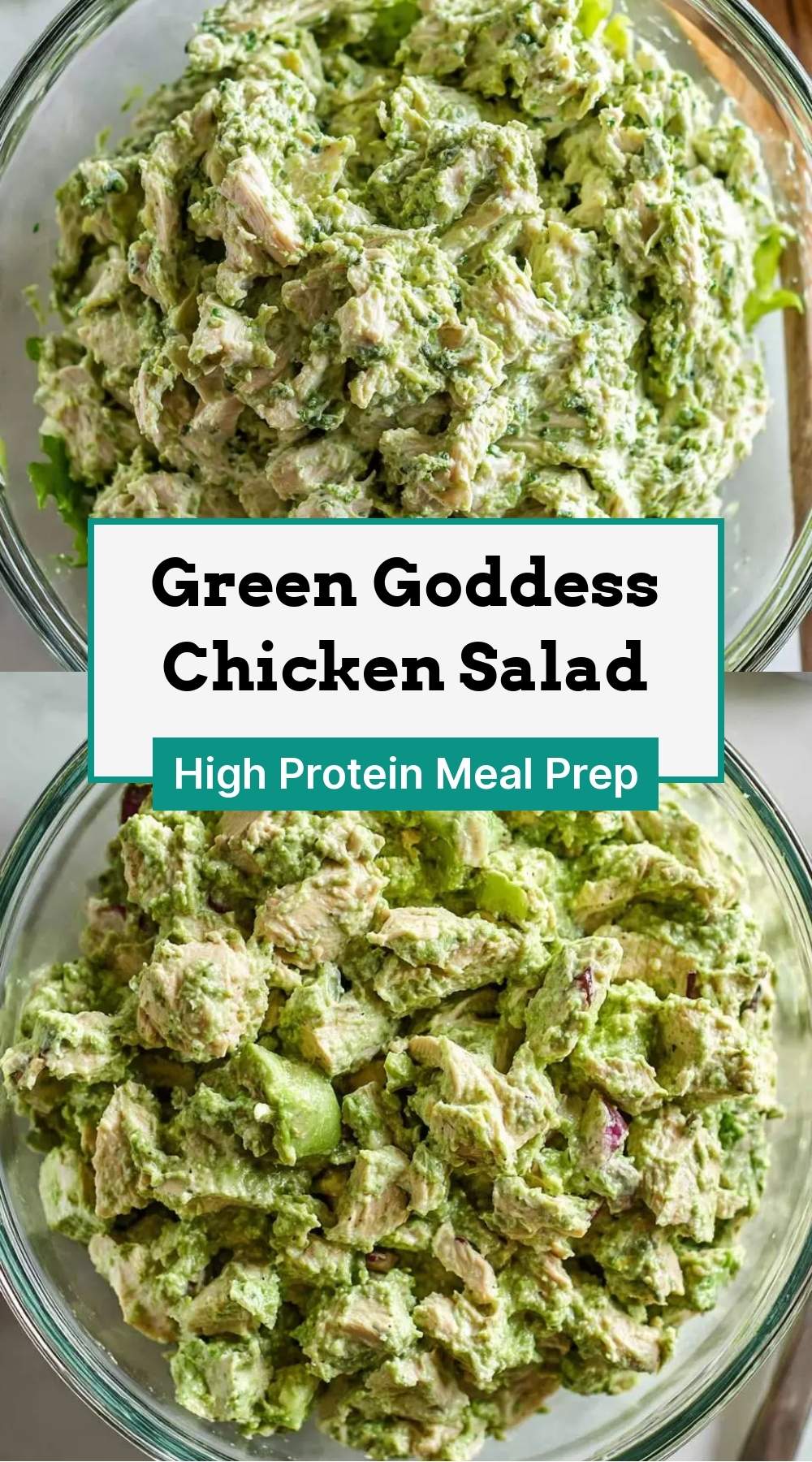 finished green goddess chicken salad plated and ready to serve