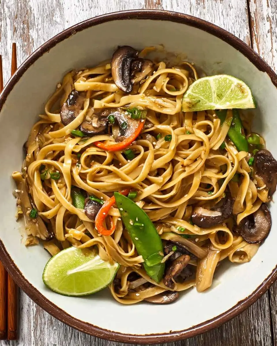 Lo Mein with Mushrooms and Bell Peppers ingredients and preparation