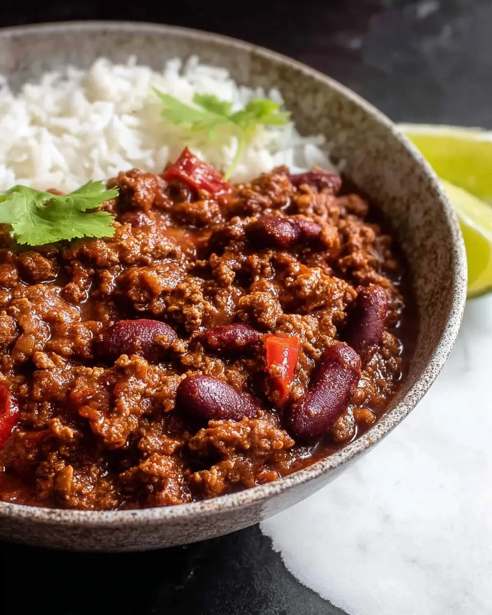 simmering chilli in a heavy pot with wooden spoon resting on the edge