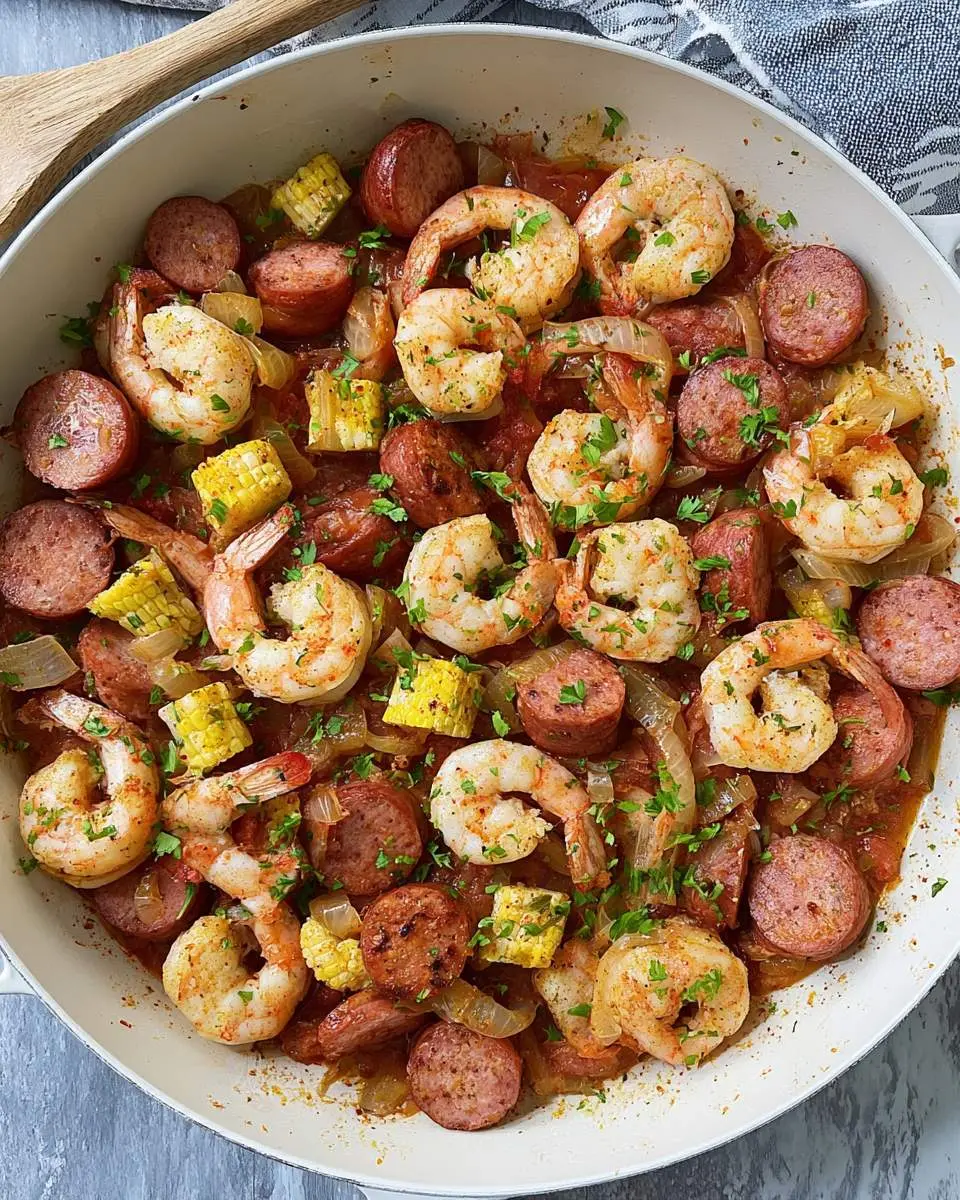 Low Carb Shrimp and Sausage Skillet ingredients and preparation