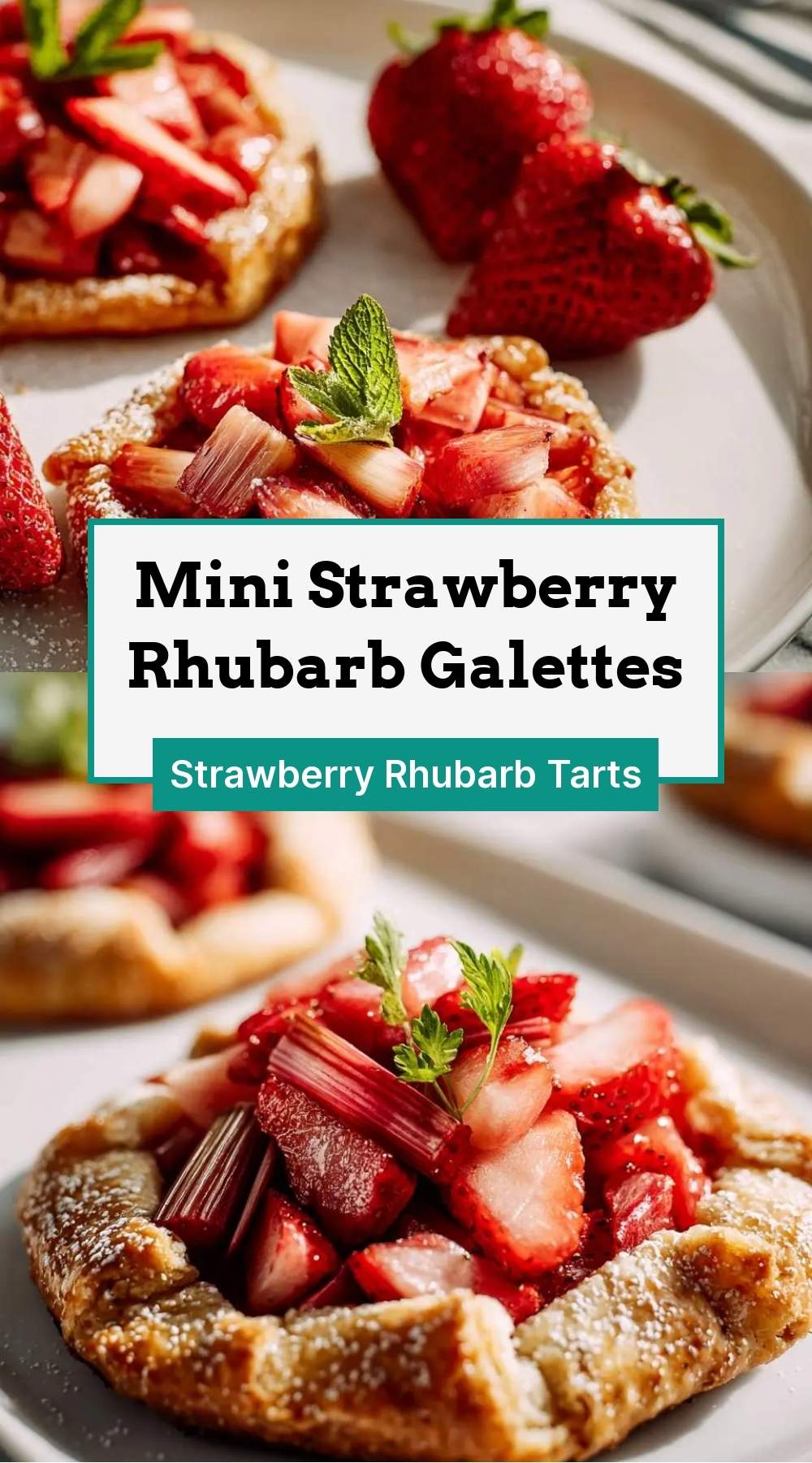 finished mini strawberry rhubarb galettes ready to serve