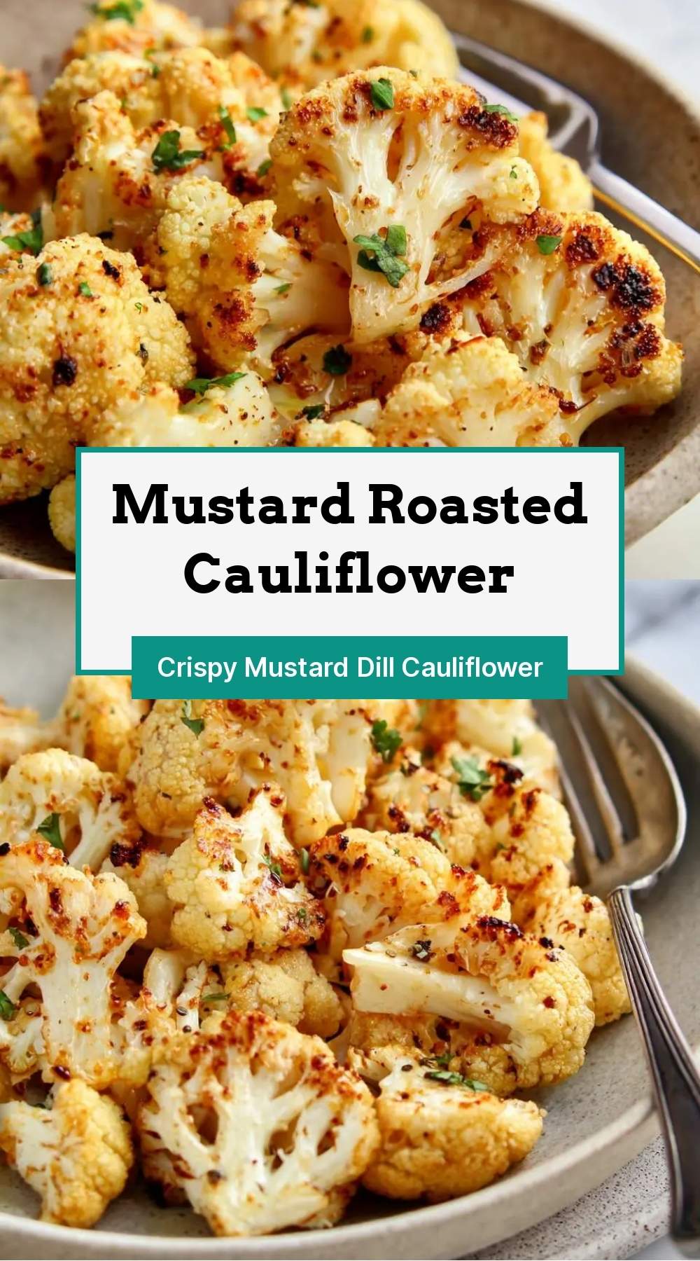 Mustard Roasted Cauliflower 27 finished mustard roasted cauliflower served in a white bowl
