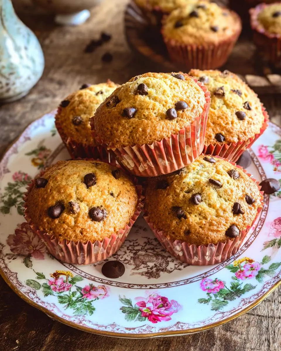 freshly baked muffins cooling on a wire rack with chocolate chips visible on top