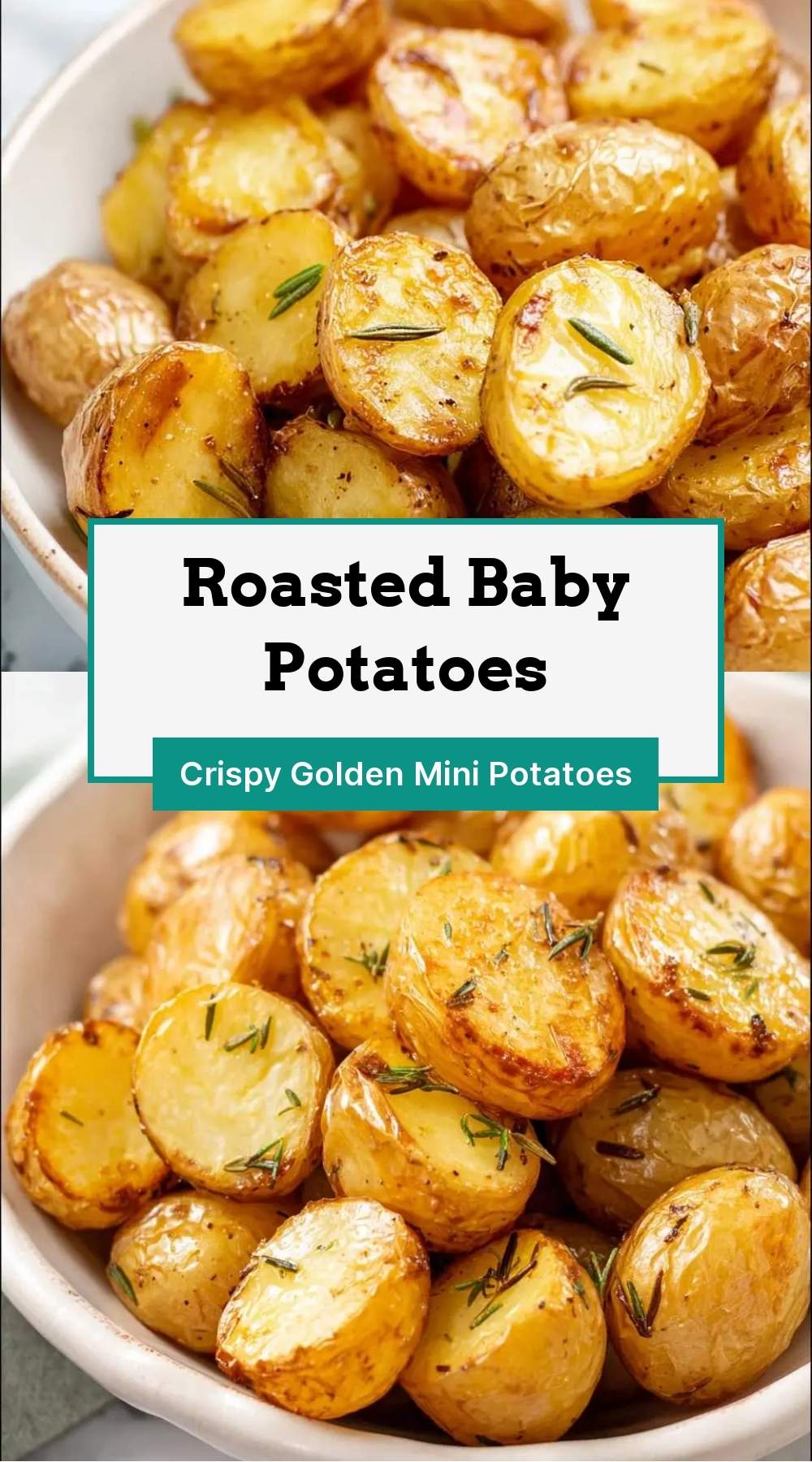 finished roasted potatoes in a serving bowl ready to eat