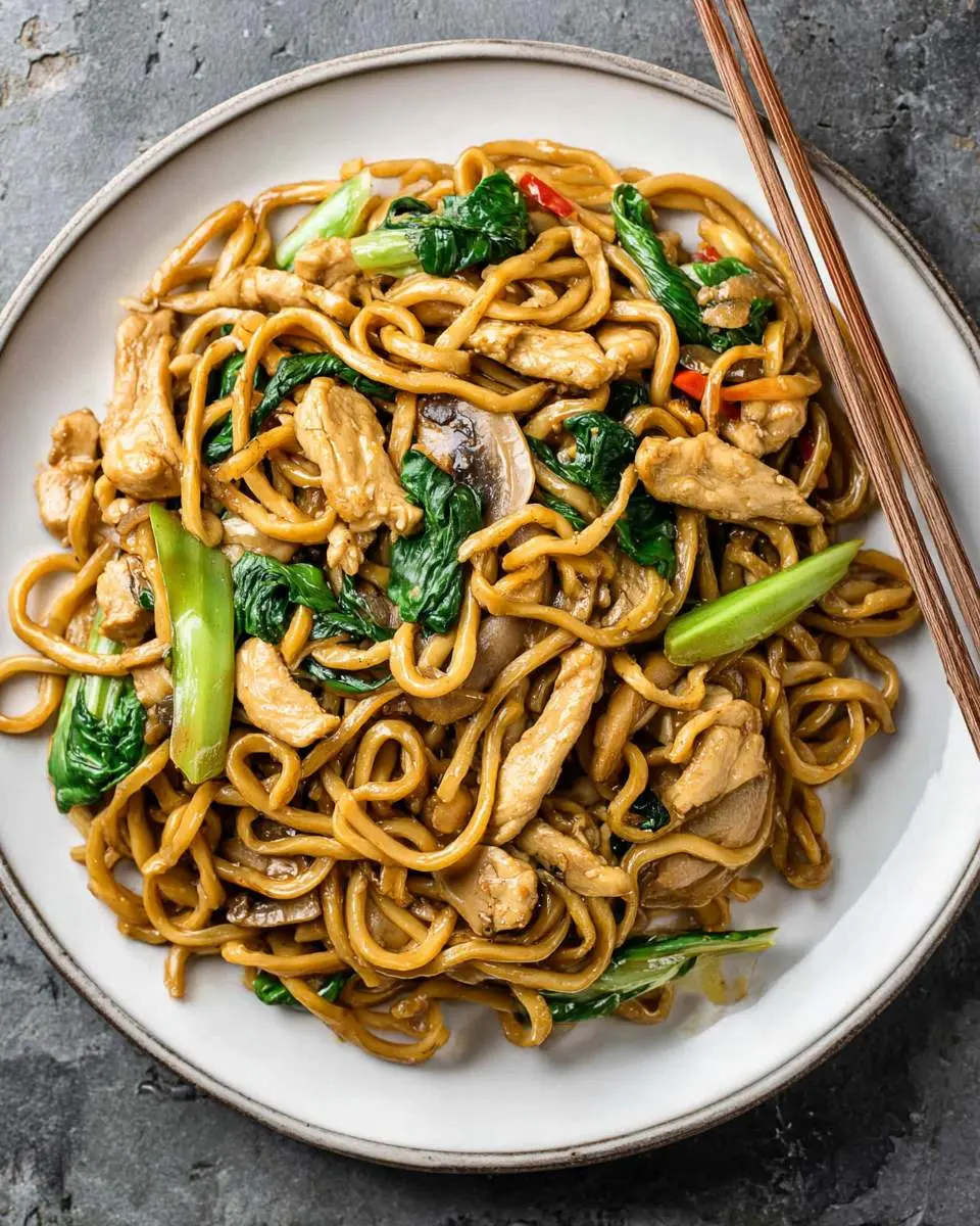 Shanghai Stir-Fried Noodles With Chicken ingredients and preparation