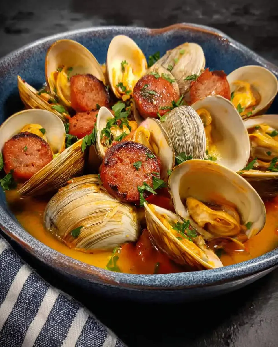 steamed clams with Italian sausage ingredients and preparation