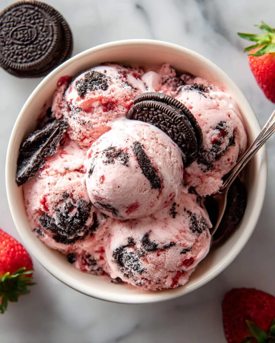 Strawberry Oreo Ice Cream ingredients and preparation