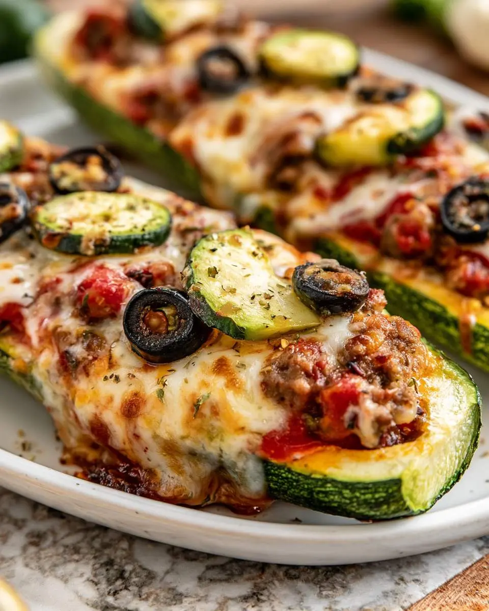 Zucchini pizza boats ingredients and preparation